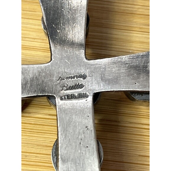 Chimney Butte Native American Sterling Cross Pendant Turquoise Spiney Oyster - Picture 5 of 9